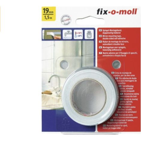 FIX-0-MOLL - 1,5mt x 19mm - NASTRO BIADESIVO PER MONTAGGIO SPECCHI - COLORE BIANCO