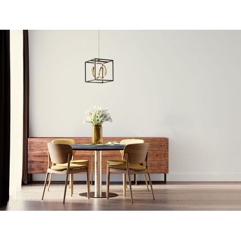 LED Pendelleuchte GISI Schwarz Gold dimmbar & Tageslicht, Breite 25cm