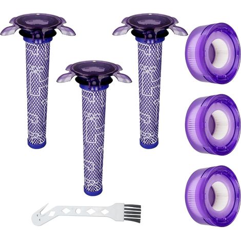 Lot de 3 filtres V8 pour Dyson, rechange pour V8 Absolute Animal, SV10, SV11, SV25, SV37, 3 filtres HEPA post-moteur, 3 Star Pre Filter et 1 brosse de nettoyage, pièce n° 965661-05 et 967478-05 (1/5)