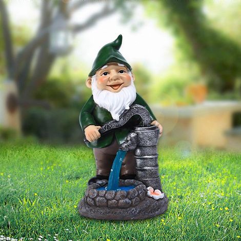 Lampe de nuit solaire décorative en résine, incolore, figurine de gnome mignonne (1/4)