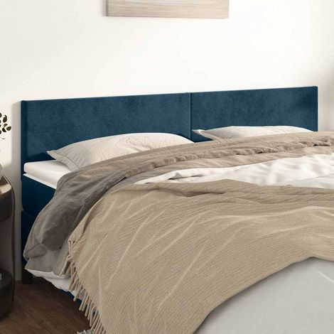 Têtes de lit 2 pcs Style Classique Armoire de lit - Bleu foncé 80x5x78/88 cm Velours BV221655 - BonneVie (1/5)
