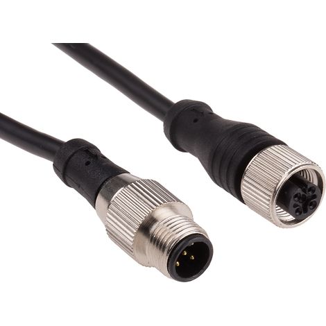 Cordon RS PRO 5 conducteurs , M12 Femelle vers Fiche mâle droite M8 Mâle, 5m ( Prix pour 1 )