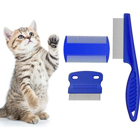 3 Peignes pour Chien et Chats, Plastique, Métal, Peignes De Toilettage pour Animaux de Compagnie Enlever Les Nœuds (1/5)