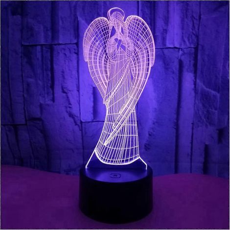 Veilleuse LED tactile Angel 7 couleurs, lampe de bureau à illusion 3D, cadeau pour enfants et bébés, lampe de chevet pour chambre à coucher (1/5)