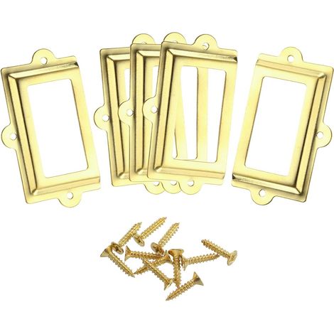 5pcs Porte Étiquettes en Métal 107x60mm avec 3 Trous, Doré (1/5)