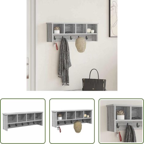 Étagère murale - Porte-manteau mural avec étagère Sonoma gris 75 x 16 x 26 cm (1/5)