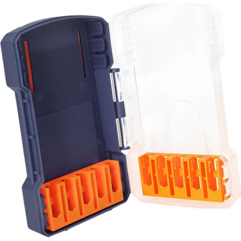 Boîte de rangement pour forets avec séparateurs amovibles, portable, transparente, boîte vide, convient aux tournevis, bleue. (1/4)