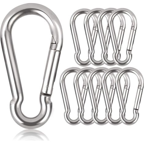 10 pieces key chain carabiner, 80 mm x φ8 mm, maximum load: 250 kg (1/5)