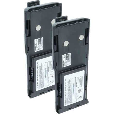 vhbw 2x Battery compatible with Motorola CP450, GP300, GP308, CP450LS, CP250 Radio, Walkie-Talkie (2500 mAh, 7.5 V, NiMH) + Belt Clip