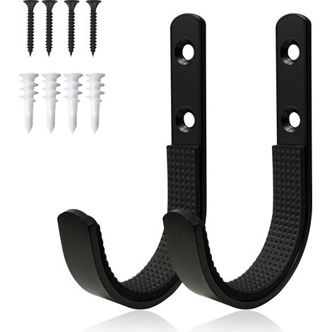 ganchos de pared negros para garaje, colgador de armas montado en la pared, para garaje, escaleras, bicicletas, herramientas de jardín, con acolchado suave. (1/5)