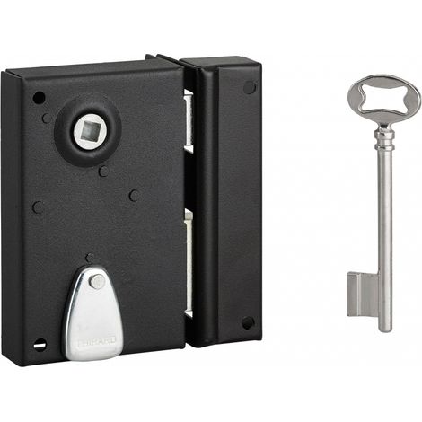Thirard – Serrure verticale en applique à clé à fouillot pour porte intérieure – Mécanisme 1 tour – Entraxe 40mm – Largeur têtière 110mm – Finition noir granité
