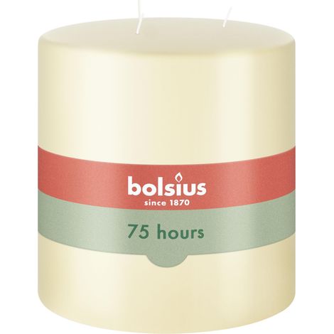 Bougie Pilier XXL – Ivoire – Multi-mèche – Longue durée de Combustion de 75 Heures – Très Grand Format – Bougie d’intérieur – Non parfumée – Cire de Paraffine – 15 x 15 cm (1/4)