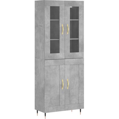 Maison Exclusive - Buffet haut Gris béton 69,5x34x180 cm Bois d'ingénierie (1/5)