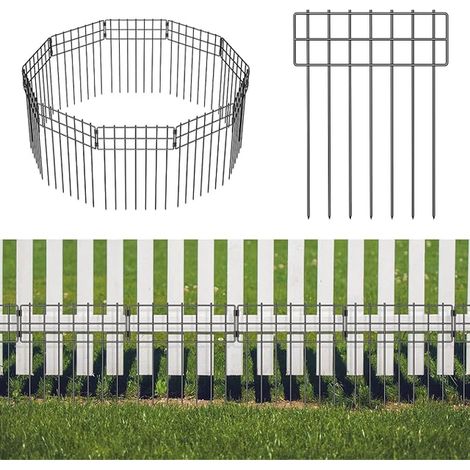 Clôtures de jardin, barrières animaux, Clôture métallique décorative en plein air, clôture sans creusage, clôtures d'animaux pour chiens et lapins, 42 cm x 3,05 m (1/5)