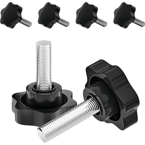 4 Pièces Boutons de Serrage M6 x 16mm Étoile en Plastique Moletées Vis de Serrage Bouton, Vis Fixation Serrage Bouton, Star Vis Moletée (1/5)