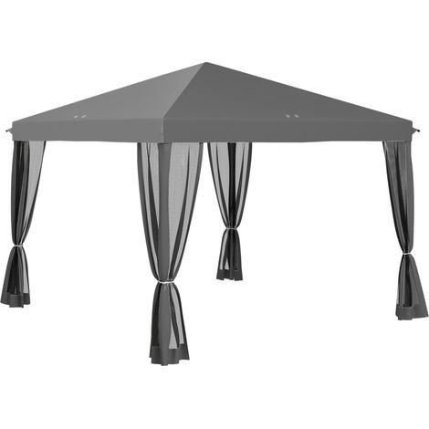 3 x 3 m Pop Up Gazebo, 420D Garden Tent Canopy with Removable Mesh Sidewall Netting, Carry Bag for Garden Patio Outdoor, Light Grey