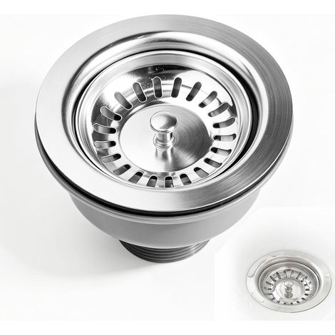 Bonde d'évier Inoxydable Ø 110 mm G1½ avec Panier Anti-débordement, en Acier 304 et ABS, Compatible avec Les Trous d'évier Standards Britanniques (83-90 mm) (1/5)