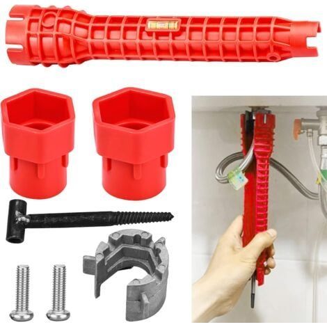 Clé à molette pour robinet lavabo – Conception ergonomique antidérapante – Pour écrous difficiles d'accès – Résistance à l'usure (1/4)