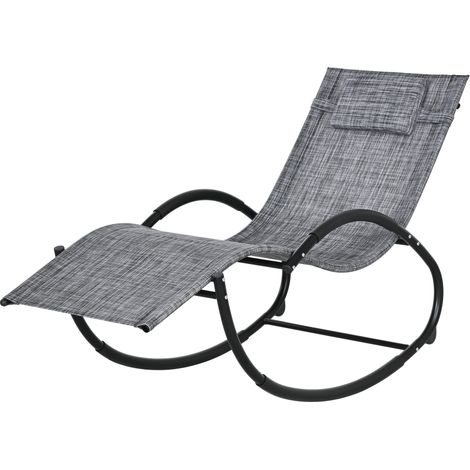 Outsunny Sedia Sdraio a Dondolo da Giardino Impermeabile con Poggiatesta Grigio