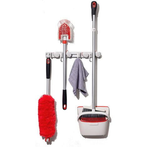 OXO Good Grips - Organizer da parete per scopa e spazzolone, 7,6 x 12,7 x 43,2 cm (1/5)