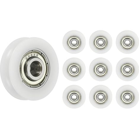 Lot de 10 U608ZZ Poulie en Nylon avec Roulement à Billes à Gorge en U 8x30x10 mm U Roue à Rouleaux Rainurée (GCr15) Roulements en Acier Chromé, ABEC3 (1/4)