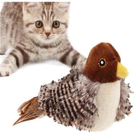 1 jouet pour chat oiseau, gazouillis réaliste, plumes douces, jouet interactif pour chats curieux, intérieur maison (1/5)