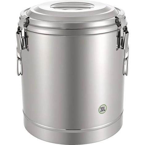 Cubo isotérmico para almacenar alimentos, diseño a prueba de fugas, color plata. (1/2)