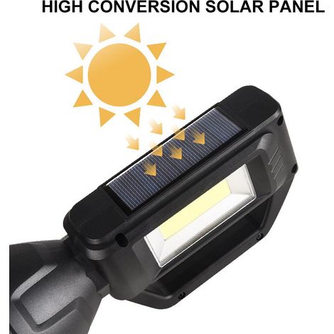 Lampe torche solaire rechargeable super lumineuse étanche pour pêche randonnée camping (1/5)