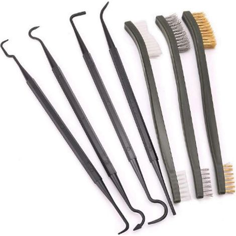 Ensemble de brosses en fil de nylon, brosses de nettoyage pour crochets, mini brosses en fil de nylon, brosses en fil de laiton et acier inoxydable (7 pièces) (1/5)