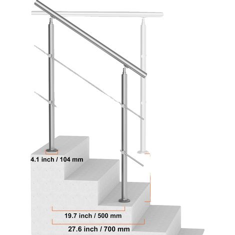Rampes pour Escalier Extérieur, Acier Inoxydable Durable, Installation Facile, Type 2 (1/2)