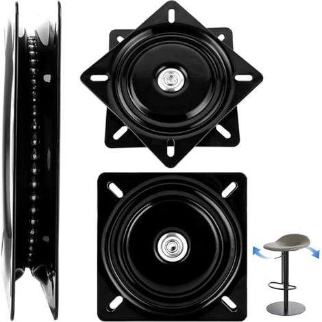 pièces. Pivot robuste à roulement à billes rotatif à 360°, supportant jusqu'à 200 kg. Plateau tournant de 175 mm (7 pouces) en acier inoxydable noir, idéal pour chaises, tabourets de bar et étagères. (1/5)