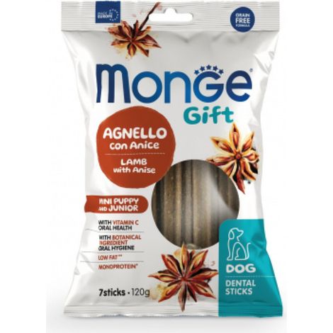Monge Gift Dental Sticks Puppy And Junior Mini Cordero Con Anís 120 G