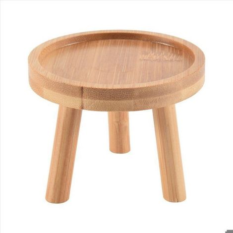 4x Support de plante, Bois, Stable 3 pieds, Rond, Pour balcon jardin intérieur (1/5)