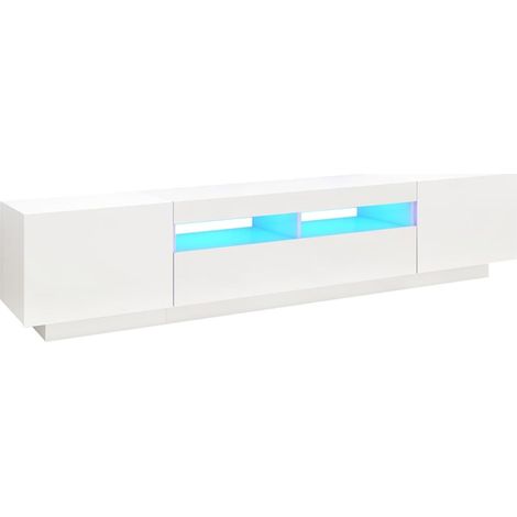 Mueble TV multimedia estantería para televisión buffet para televisión comedor salón dormitorio con luces LED 200 x 35 x 40 cm blanco 020026548 (1/5)