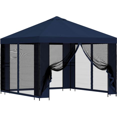 vidaXL Garden Gazebo with Sidewalls 3 x 3 m Blue Polyester and Steel (1/5)