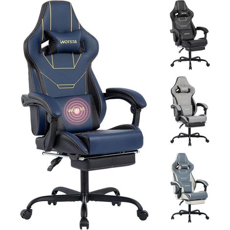 WOTSTA Gaming Chair Bürostuhl mit Fußstütze Racing Computerstuhl Blau (1/5)