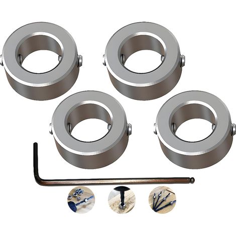 Butée de Profondeur de Foret, Butée de Profondeur Colliers Anneau Positionneur Durable Foret À Bois (ID:12mm, 4pcs), avec clé Hexagonale (1/4)