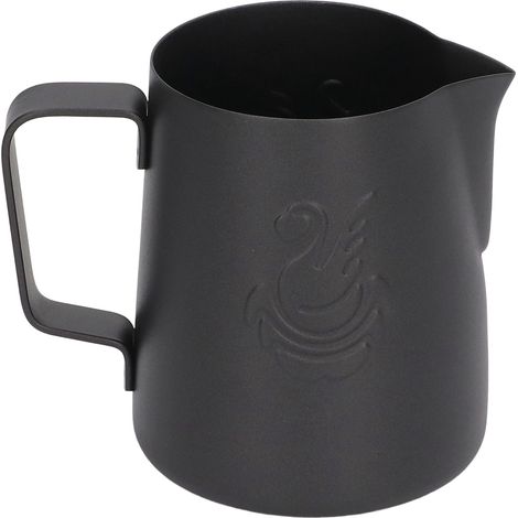 Pitcher à lait inox 230ml avec poignée inclinée pour mousse à café latte, noir