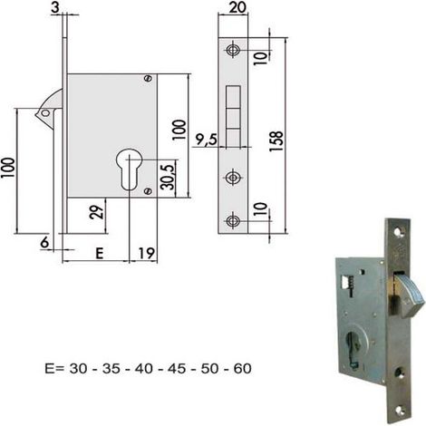 Cerradura para insertar montantes All 45110-50-0 Cisa
