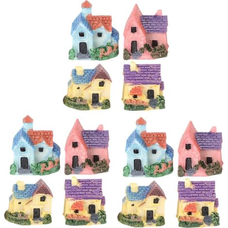 12 Pièces Ornements en Résine Décoration De Micro Paysage Mini Maison De Village De Noel Micro Maisons De Village Micro Miniatures De Noël Maquette Maison De Poupée Un Verre (1/5)