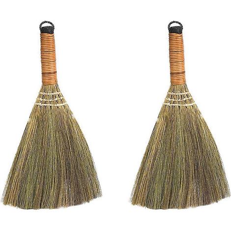 Lot de 2 petits balais de nettoyage faits main, outils de nettoyage ménagers-31.00X20.00X6.00CM-Assorted Color