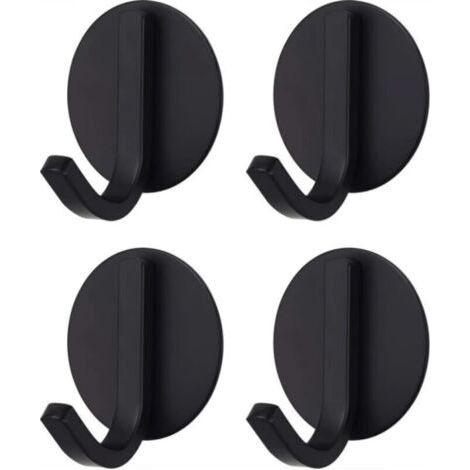 Crochet Adhésif Puissant Acier Inoxydable Noir (4 Pièces)Patère, porte-serviettes