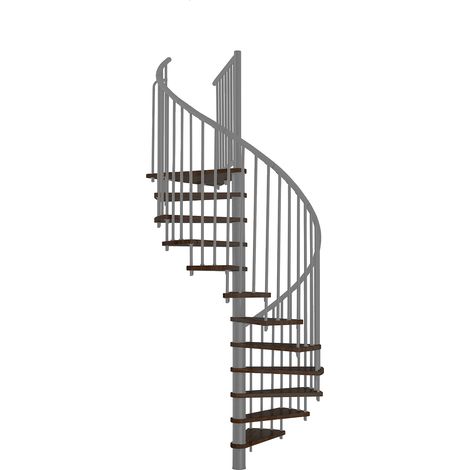 Minka Spindeltreppe Spiral Effect 38 - 305,5cm Geschosshöhe Walnuss Grau 160cm Durchmesser