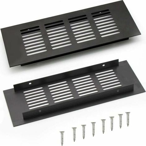 2 Pièces Grille Daération en Aluminium à Encastrer, Grille de Ventilation 200 mm Angulaire pour la Ventilation des Placards et des Chambres (Argent) (1/5)