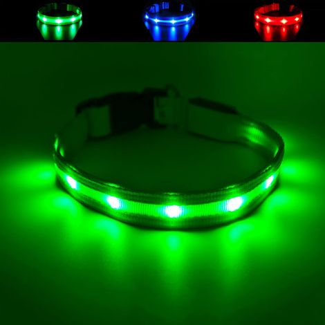 Collar luminoso para perros - Resistente al agua - Batería de larga duración y recargable (Verde, Grande (39-55 cm)) (1/5)