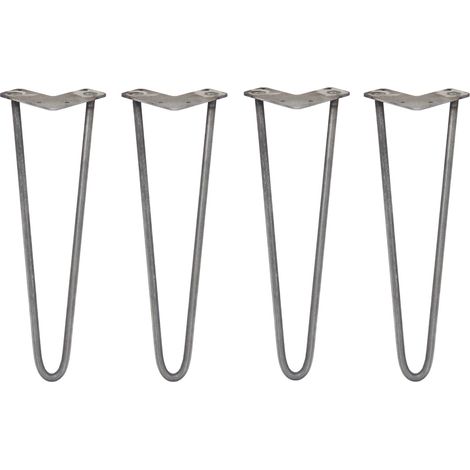 4 Gambe per Tavolo a Forcina SkiSki Legs 40.6cm Acciaio Naturale 2 Rebbi 12mm (1/5)