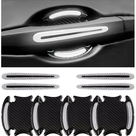 8er-Pack kratzfeste Türgriffschutzfolien fürs Auto – Selbstklebende 3D-Aufkleber – Reflektierende Sicherheitsfolie – Weiß (1/4)
