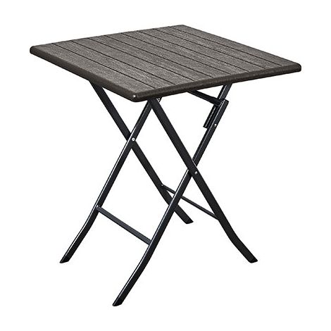 TAVOLO WOOD DOMUS HDPE MARRONE/ACCIAIO CM 62X62 H.CM 74