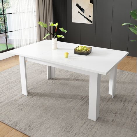 Mesa de comedor 120x70x75 cm en MDF blanco con compartimento oculto – MEUBLIV (1/5)