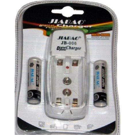 TrAdE Shop Traesio - Carica Batterie Pile Stilo Ministilo Aa Aaa Jb-006 + 2 Pile Ricaricabili -